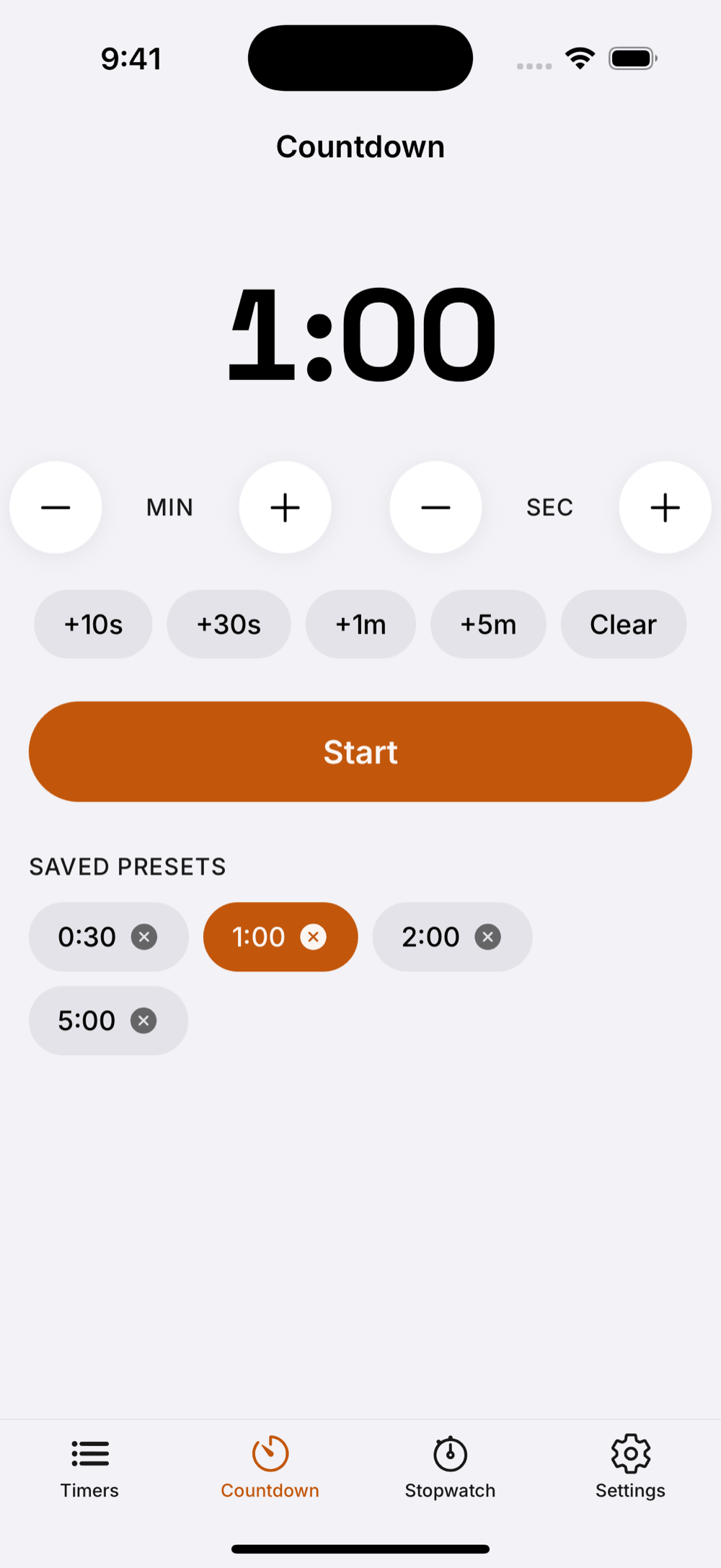 The countdown tab
