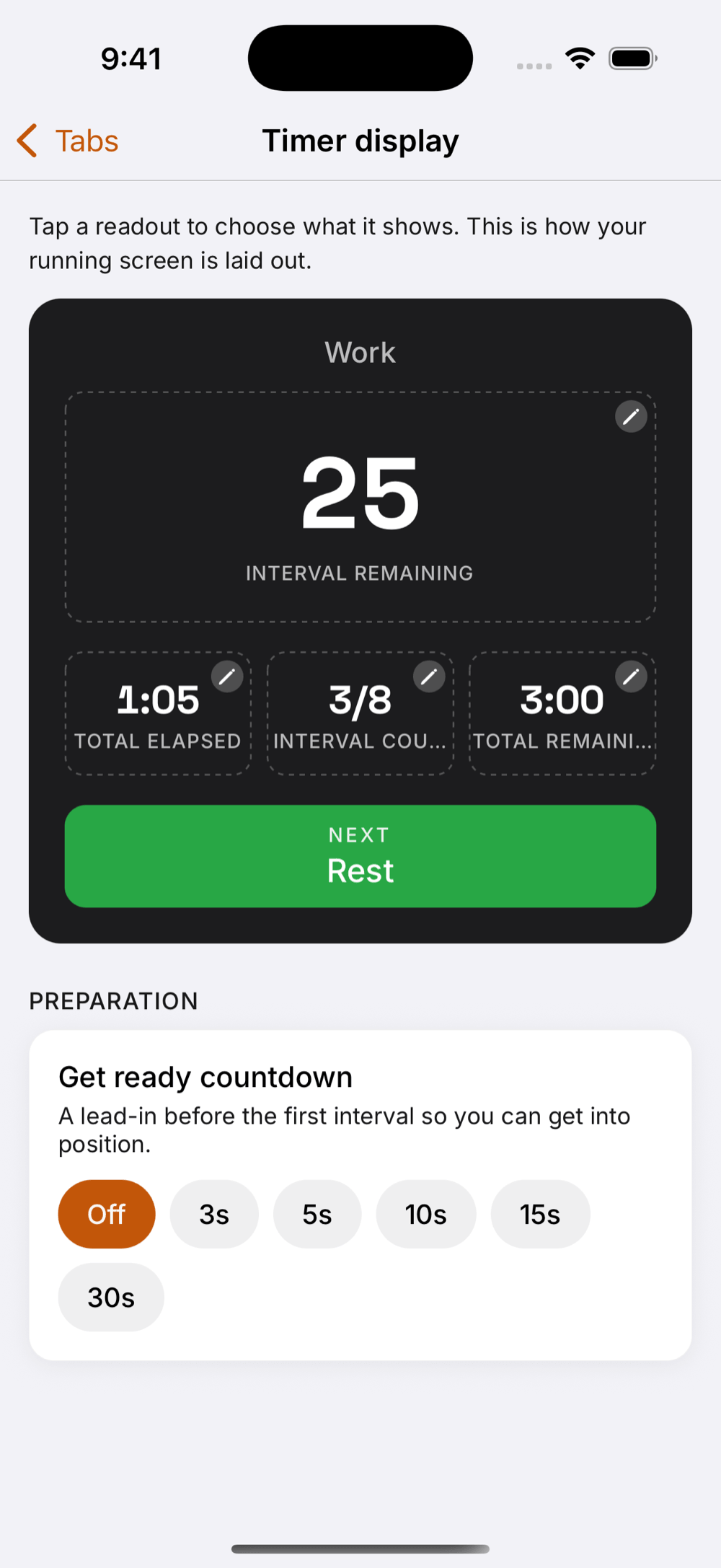 The timer display editor