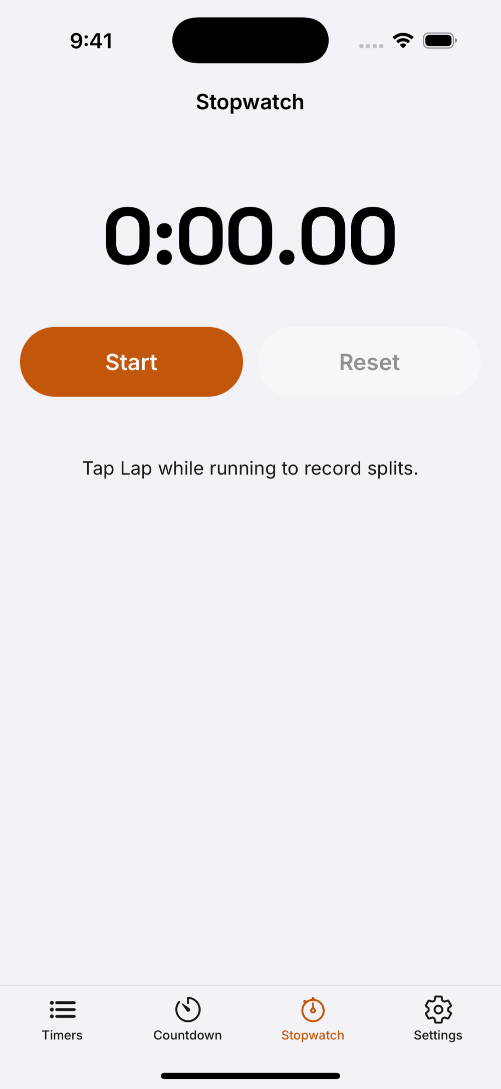 The stopwatch with laps